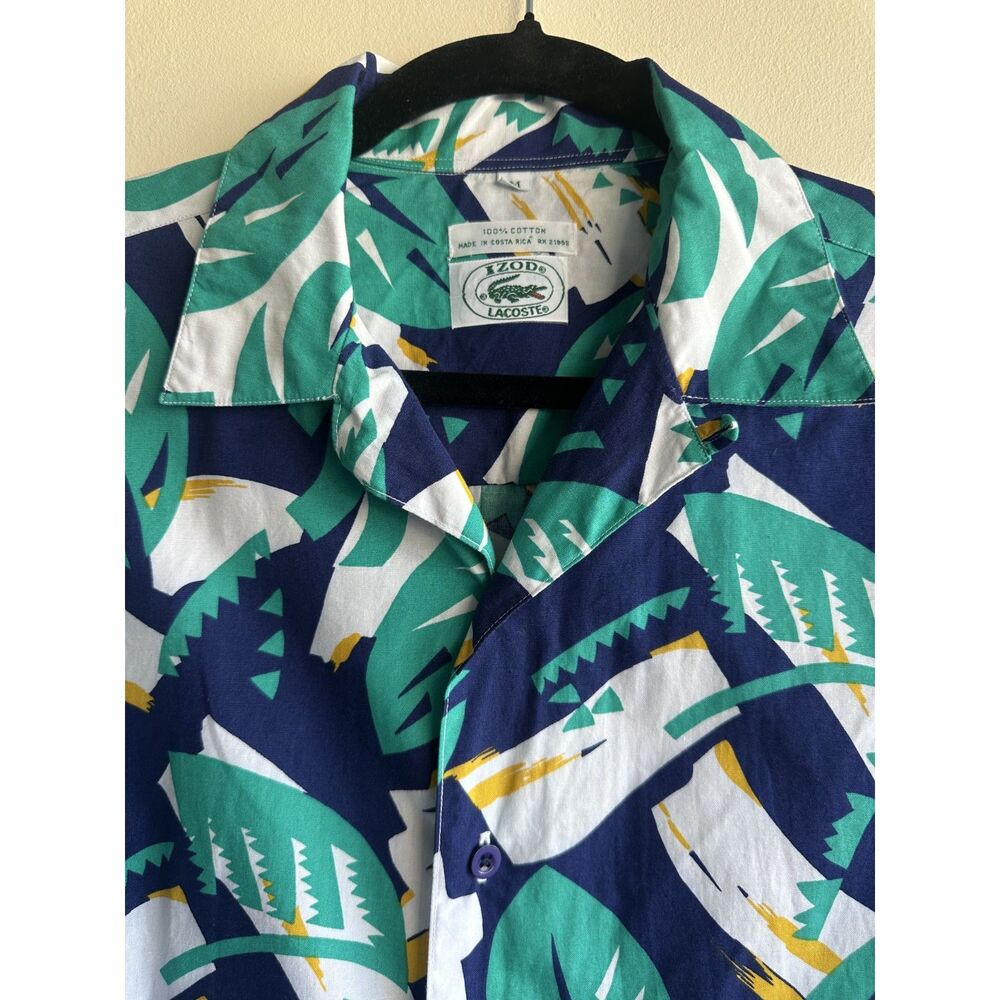 Vintage IZOD Lacoste Hawaiian Camp Shirt Men's Medium 100% Cotton